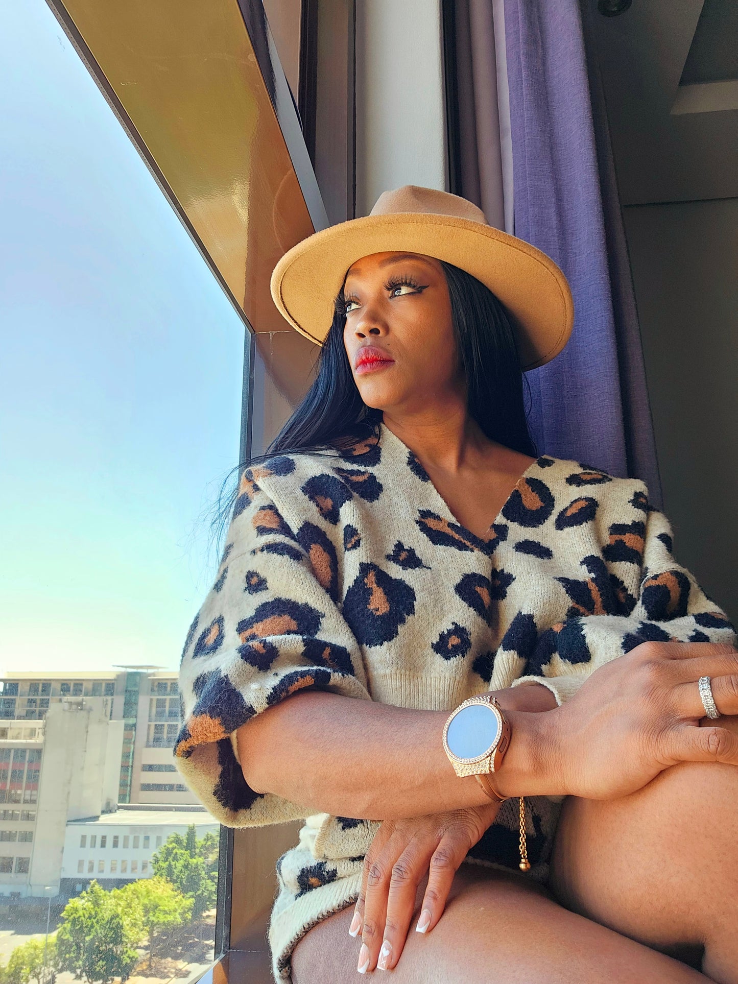 Leopard Wide Neck Crop Sweater Top and Shorts