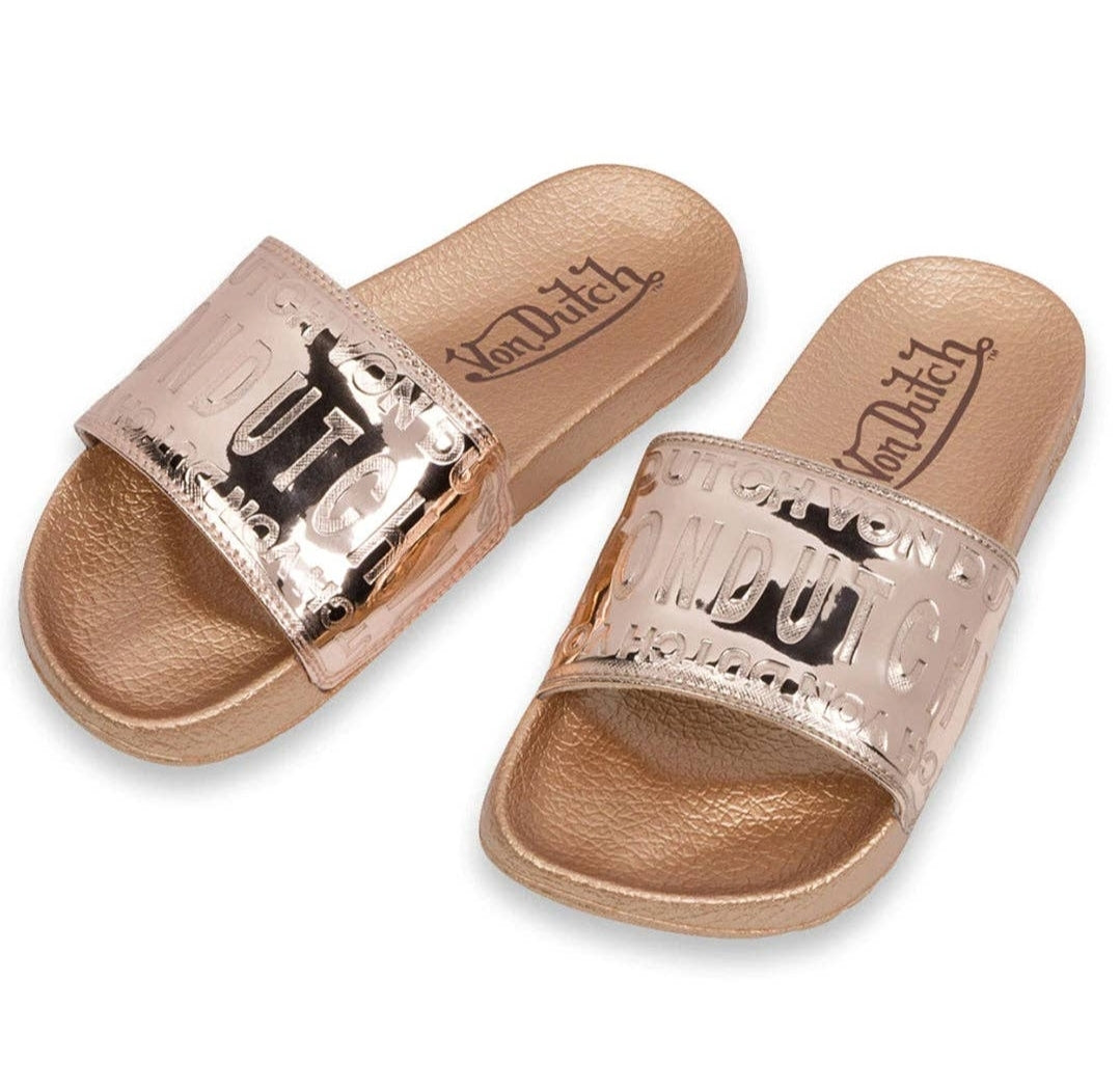 Von Dutch Rose Gold Foil Reflective Slides